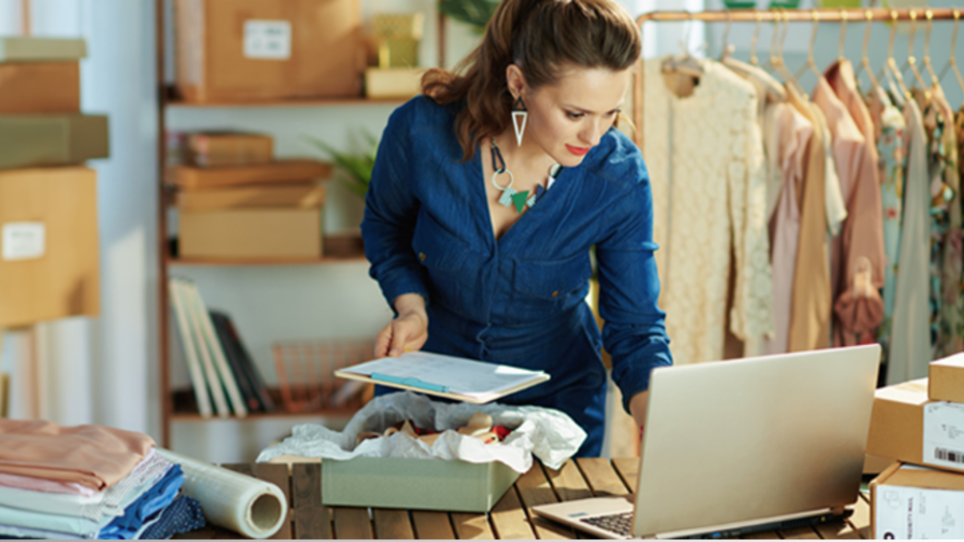 Stock photo, woman business owner in store.